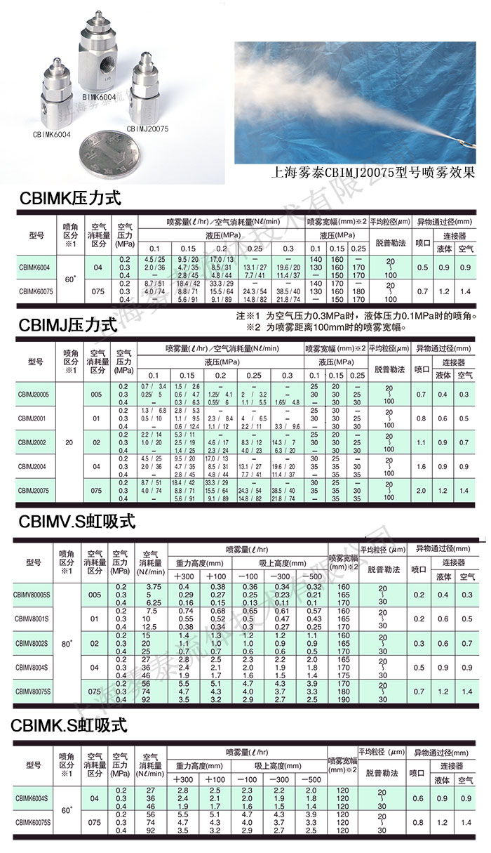 CBIMK、CBIMV噴嘴參數(shù)表